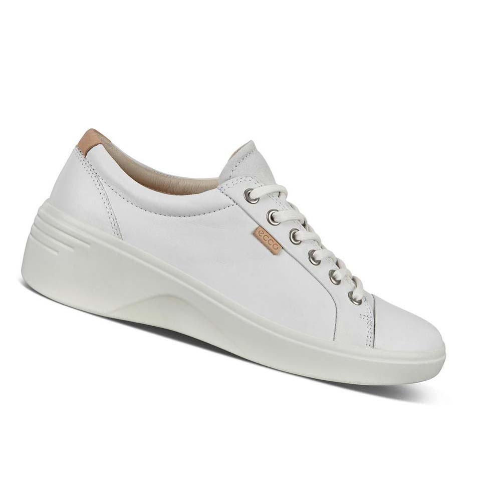 Ecco Soft 7 Wedge Joggesko Dame Hvite | NO 247MQZ